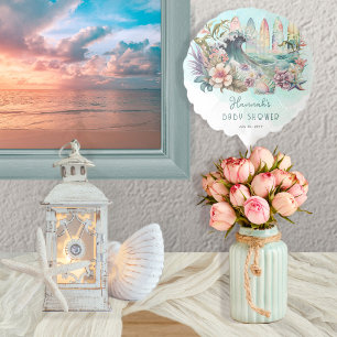Baby on Board Tropical Surfing Floral Baby Shower Balloon