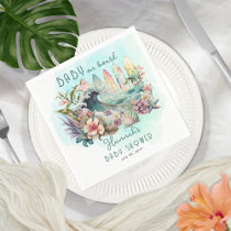 Baby on Board Tropical Surfing Floral Baby Shower Napkins