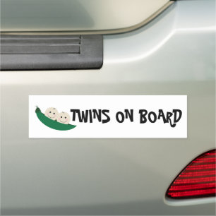 Baby on board Twins cute pea pod illustration Car Magnet