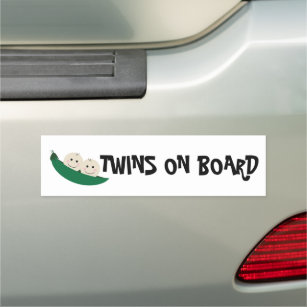 Baby on board   Twins cute pea pod illustration Car Magnet