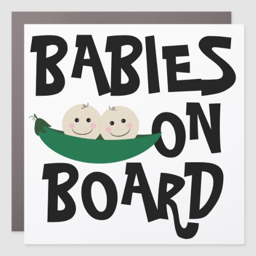 Baby on board twins two peas pod cute warning car magnet