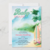 Baby on Board Watercolor Surfing Beach Baby Shower Invitation (Front)