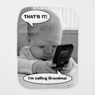 Baby on Cell Phone Baby Burp Cloth