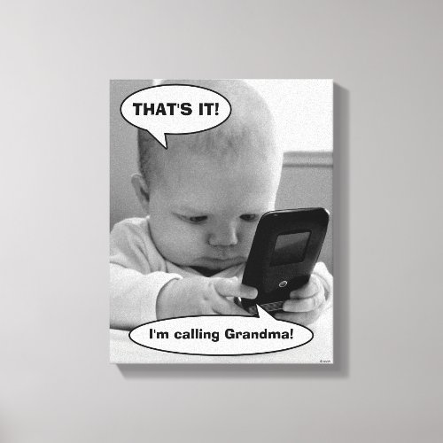 Baby on Cell Phone Canvas Print