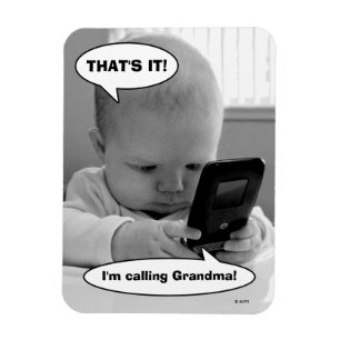 Baby on Cell Phone Magnet