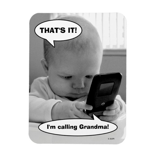 Baby on Cell Phone Magnet (Vertical)
