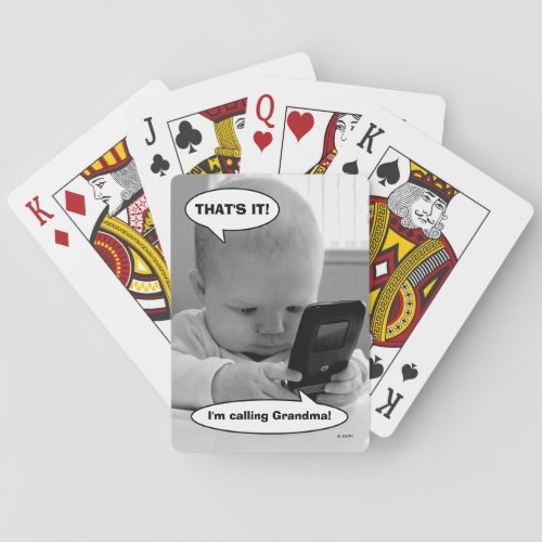 Baby on Cell Phone Playing Cards