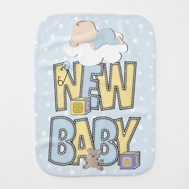 Baby On Cloud with NEW BABY on burp cloth (Front)