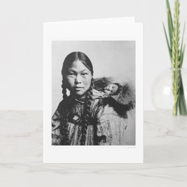 Baby On Eskimo Mom's Back 1906 Card (Front)