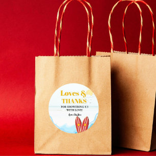 Baby on on board beach baby shower thank you classic round sticker