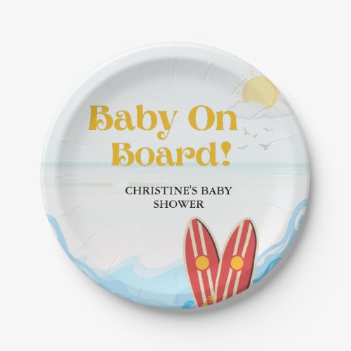 Baby on on board beach baby shower thank you  paper plates