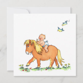 Baby on Pony Horse - Birth announcement