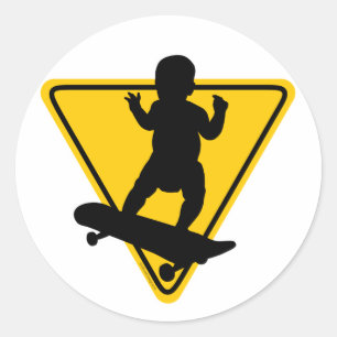 Baby on (Skate) Board Classic Round Sticker