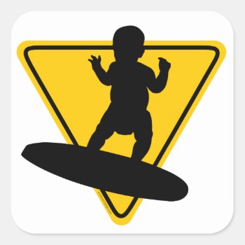 Baby On (surf) Board Square Sticker by eBrushDesign at Zazzle