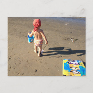 Baby on the beach postcard