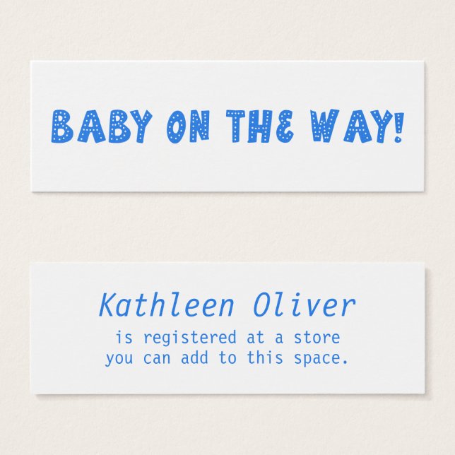 Baby on the Way Dotted Blue Gift Registry Card (Front & Back)
