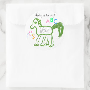 Baby on the Way Green Horse ABC 123 Stickers