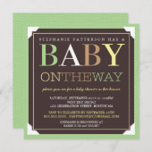 Baby On the Way Modern Green & Brown Baby Shower Invitation (Front/Back)