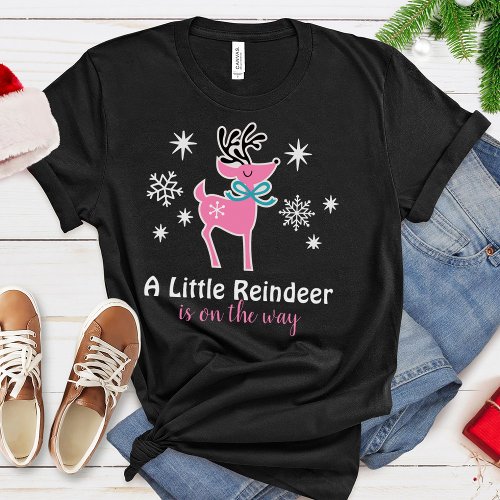 Baby on the Way Reindeer Pregnancy Reveal T_Shirt