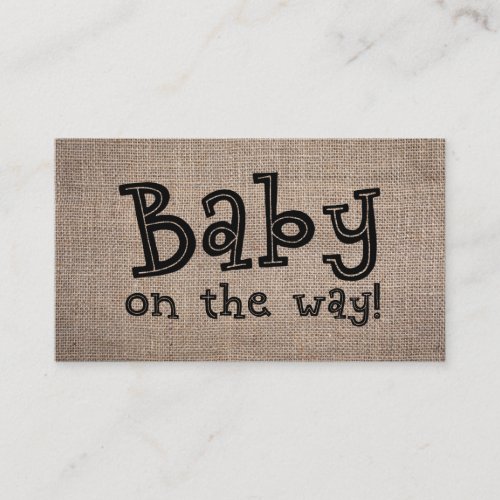 Baby on the Way Rustic Burlap Gift Registry Card