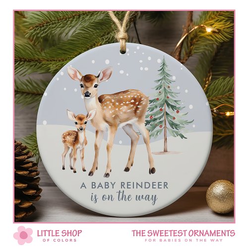 Baby on the Way Woodland Animals Photo Ceramic Ornament