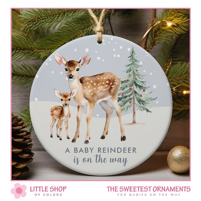 Baby on the Way Woodland Animals Photo Ceramic Ornament (Creator Uploaded)