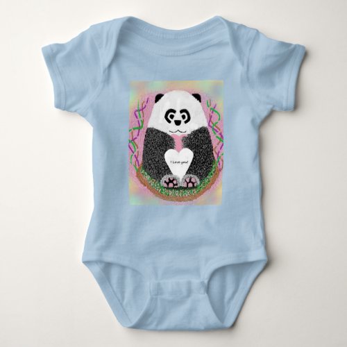 Baby One Piece Bodysuit Panda Bear I love you 