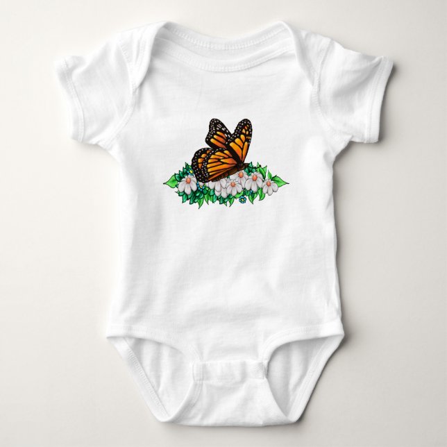Baby one-piece butterfly with little flowers baby bodysuit (Front)