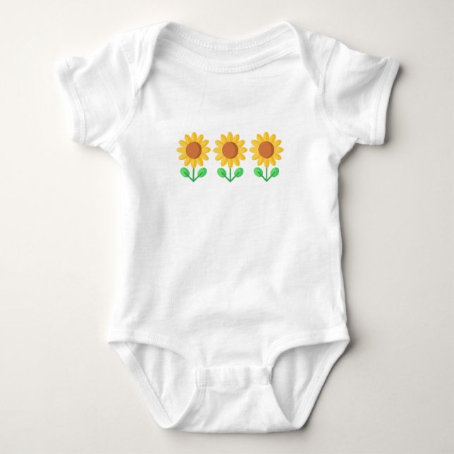 baby one piece, infant, shower gift, sunflowers bodysuit (Front)