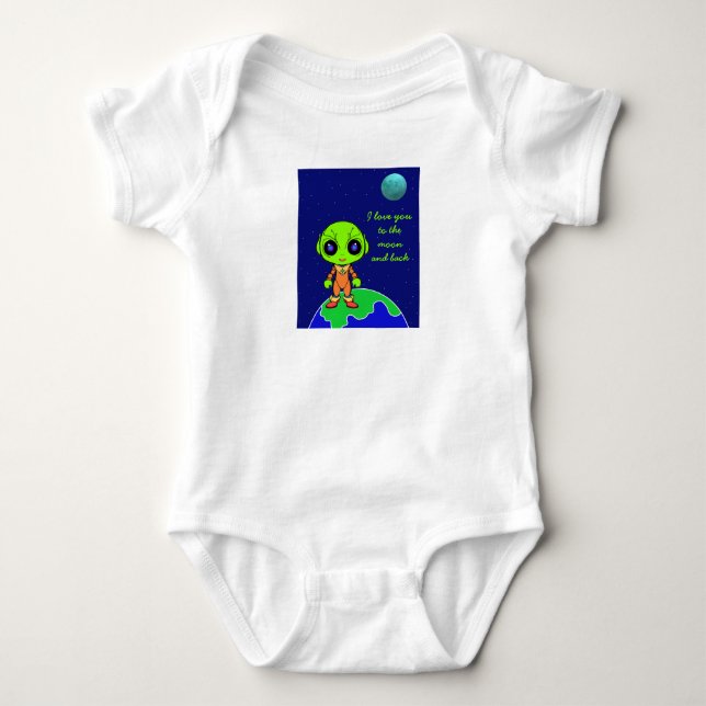 Baby one-piece with alien and moon by Jo Images Baby Bodysuit (Front)