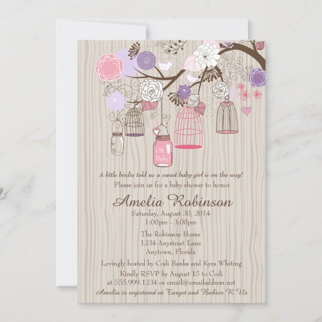 Baby or Bridal Shower - Hanging Cages & Jars Invitation (Front)
