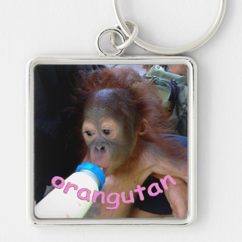 Baby Orangutan Drinks Bottle Keychain