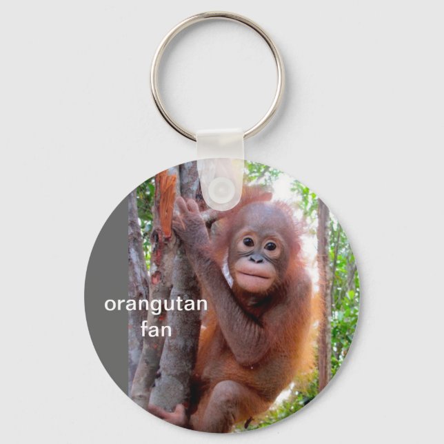 Baby Orangutan in Tree Keychain (Front)