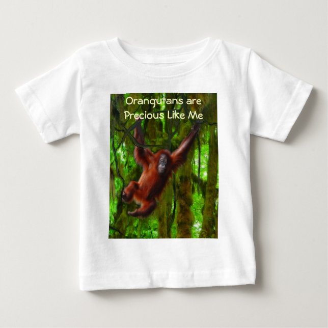 Baby Orangutan & Rainforest Primate Art Gift Baby T-Shirt (Front)