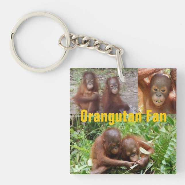 Baby Orangutans in Borneo Keychain (Front)