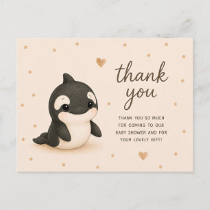 Baby Orca Baby Shower Thank You Postcard