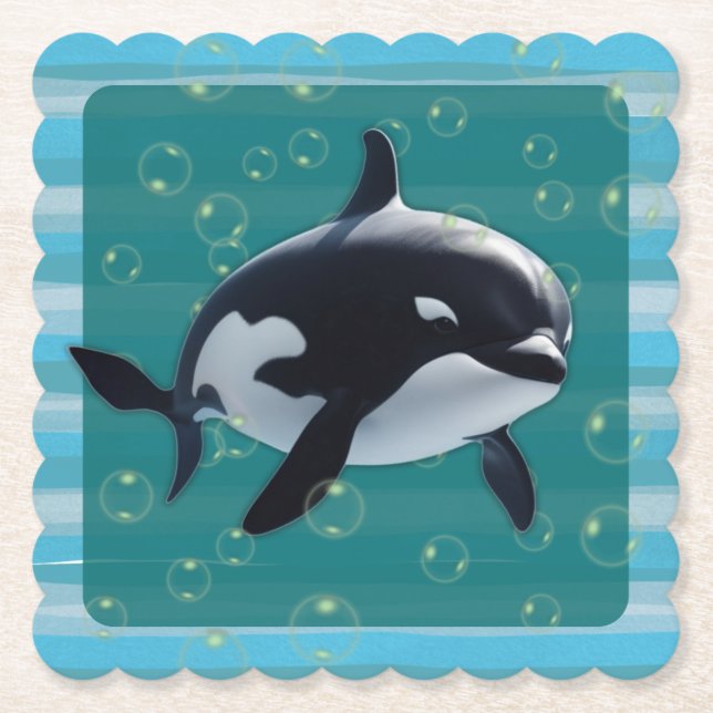 Baby Orca Paper Coasters (Front)