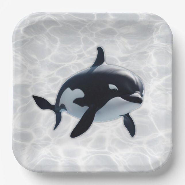 Baby Orca Platter Paper Plates (Front)