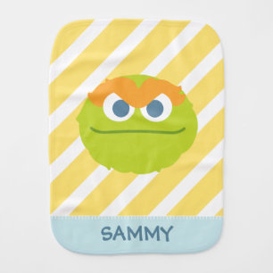 Baby Oscar the Grouch Big Face Add Your Name Baby Burp Cloth