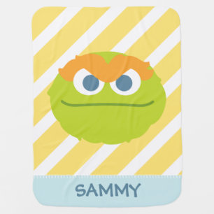 Baby Oscar the Grouch Big Face Add Your Name Receiving Blanket
