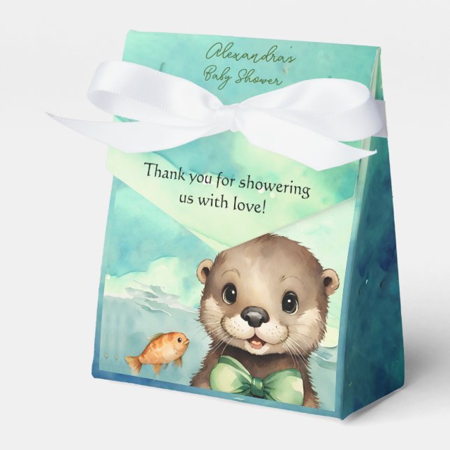Baby Otter Baby Shower Gender Neutral Favor Boxes (Front Side)