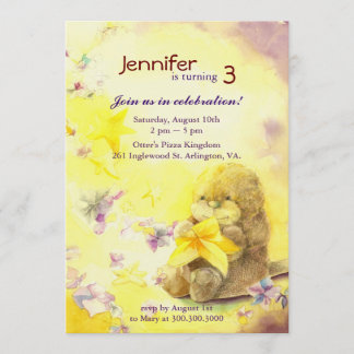 Baby Otter Birthday Party for Kids Invitation