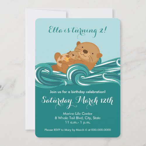 Baby Otter Birthday Party Invitation