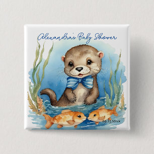 Baby Otter Boy Baby Shower Button