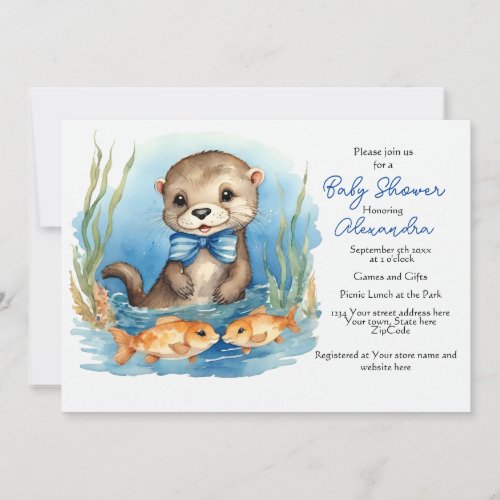 Baby Otter Boy Baby Shower Invitation
