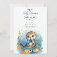 Baby Otter Boy Baby Shower Invitation