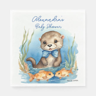 Baby Otter Boy Baby Shower Napkins