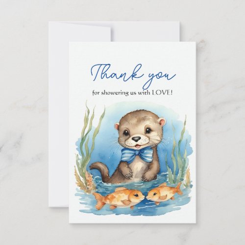 Baby Otter Boy Baby Shower Thank You