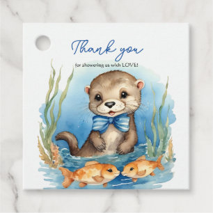 Baby Otter Boy Baby Shower Thank You Favor Tags