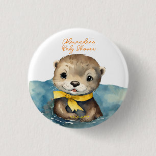 Baby Otter Gender Neutral Baby Shower Button
